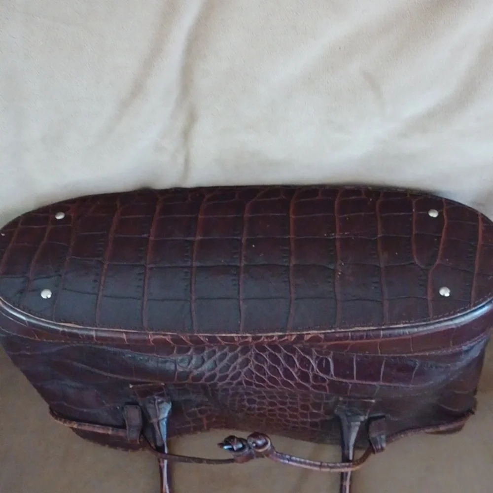 Talbots Brown Croco Leather Vintage Bag Tote Purse Old Money Y2k - Picture 4 of 9